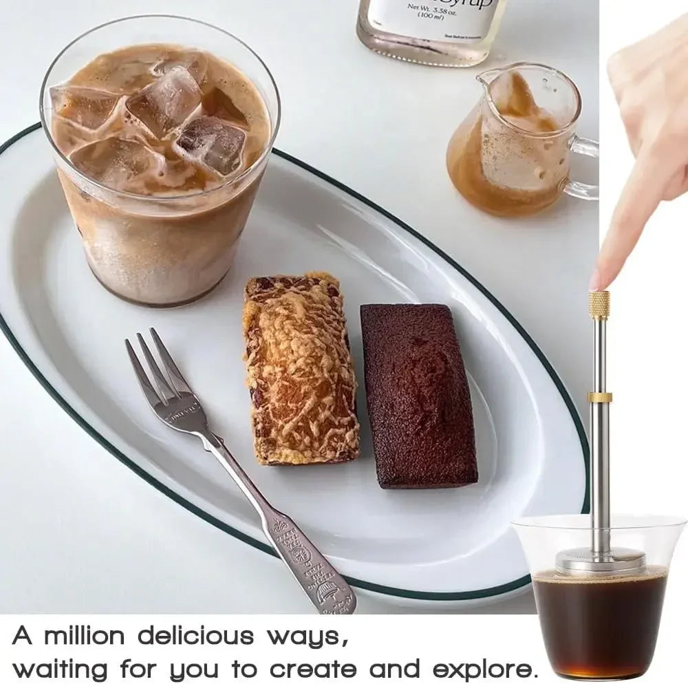 Portable French Press Coffee & Tea Maker | Stainless Steel Travel Brewer