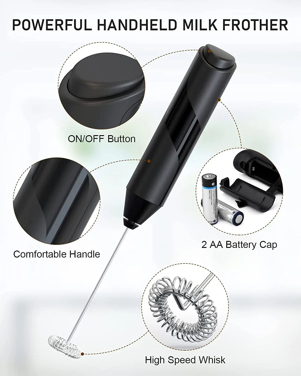 Electric Milk Frother | Professional Handheld Coffee Whisk