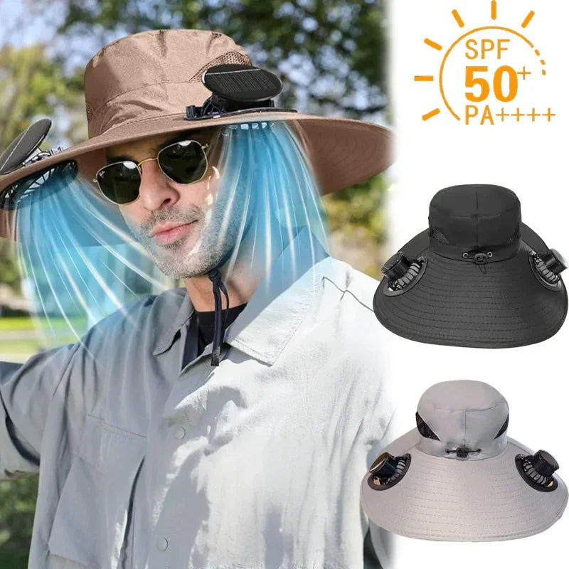 Solar Fan Sun Hat | Wide Brim Cooling Technology