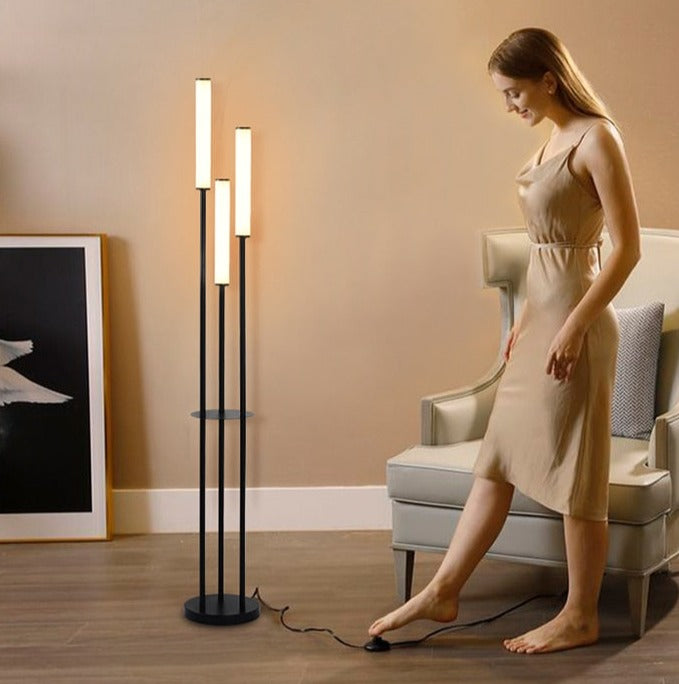 Modern LED Floor Lamp | Triple Light Aluminum Design