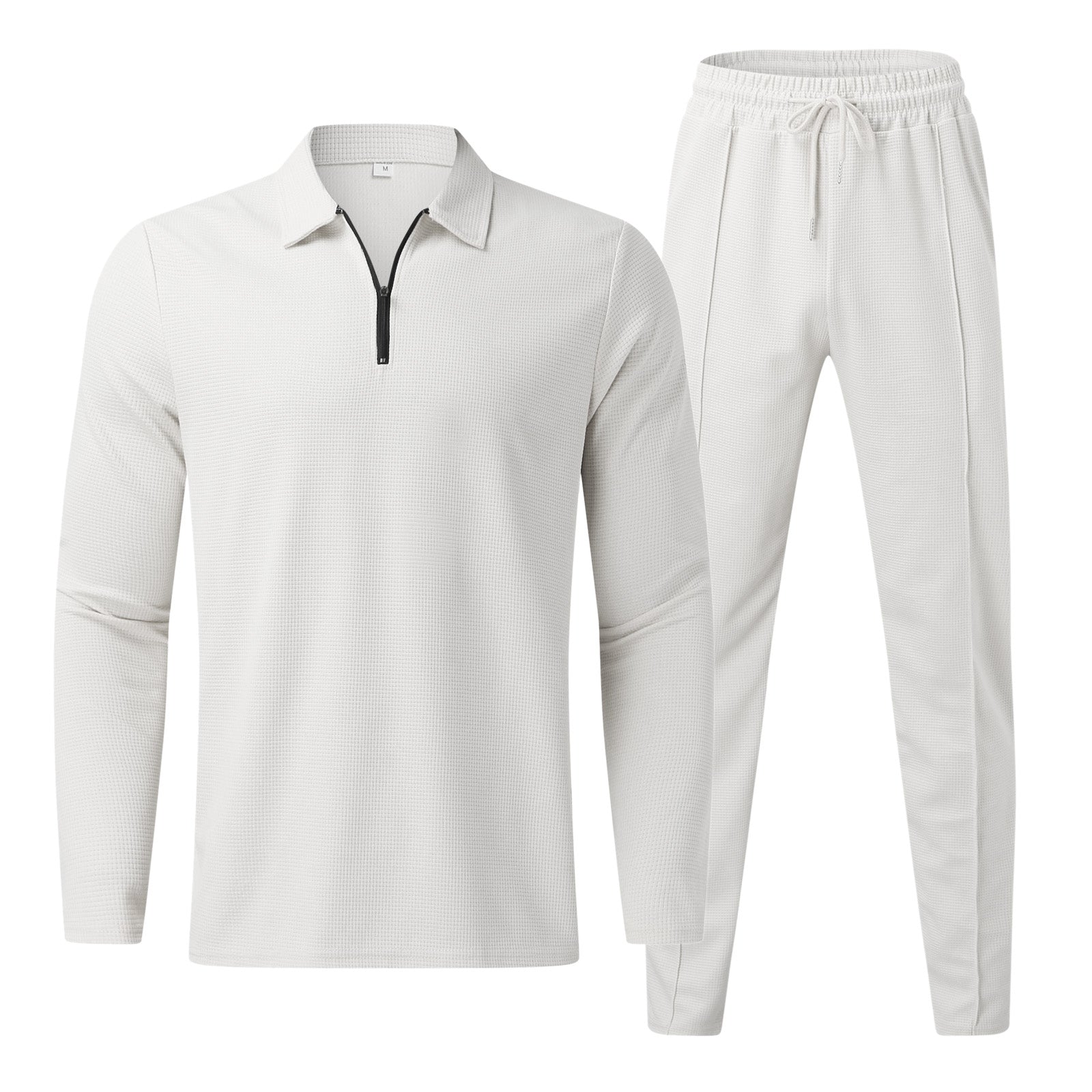 Mens Loungewear Set | Textured Waffle Knit Quarter-Zip Design
