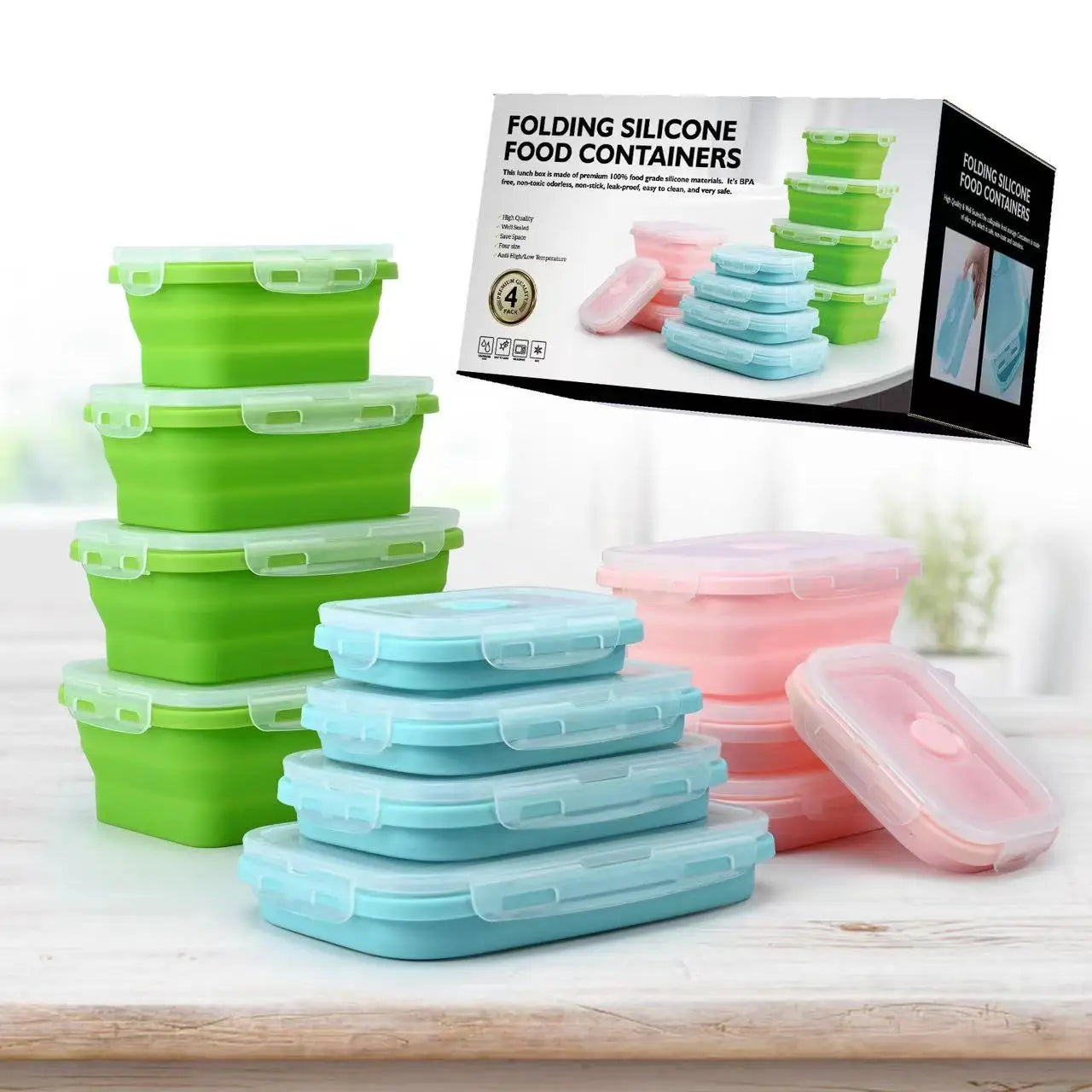 Collapsible Silicone Food Containers | Leak-Proof Storage Set