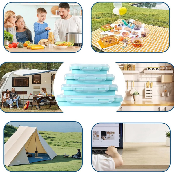 Collapsible Silicone Food Containers | Leak-Proof Storage Set