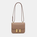 Classic Leather Crossbody Bag | Gold Hardware Square Design
