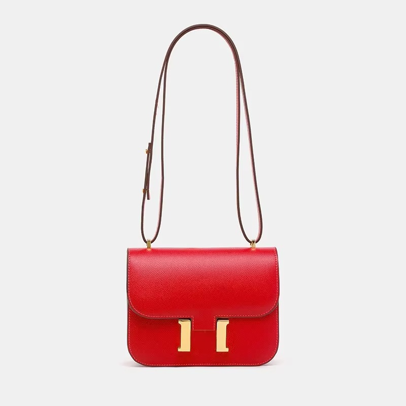 Classic Leather Crossbody Bag | Gold Hardware Square Design