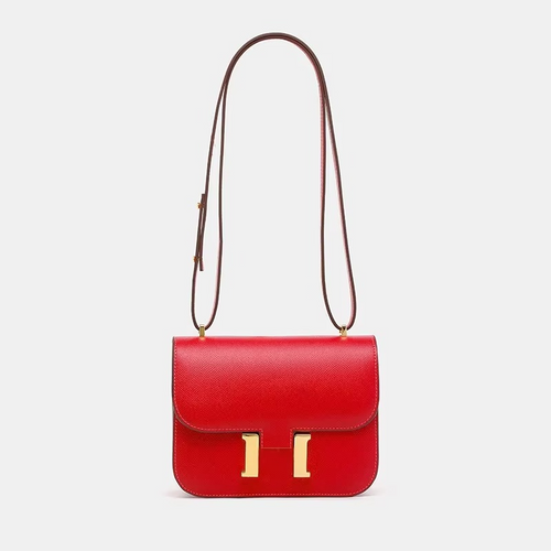 Classic Leather Crossbody Bag | Gold Hardware Square Design