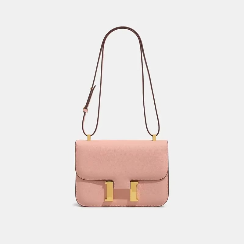 Classic Leather Crossbody Bag | Gold Hardware Square Design