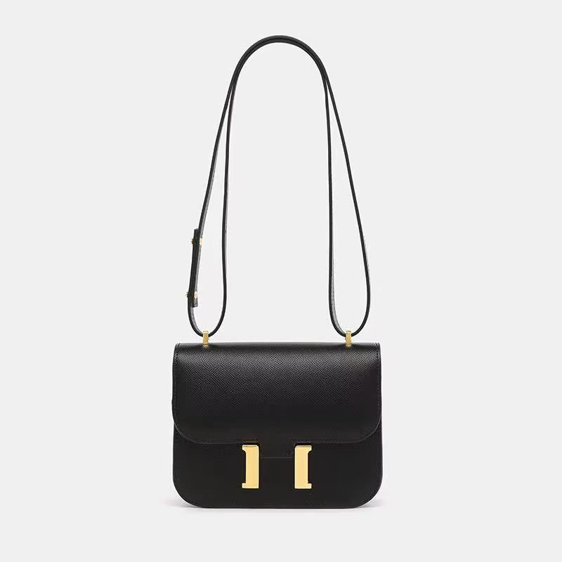 Classic Leather Crossbody Bag | Gold Hardware Square Design