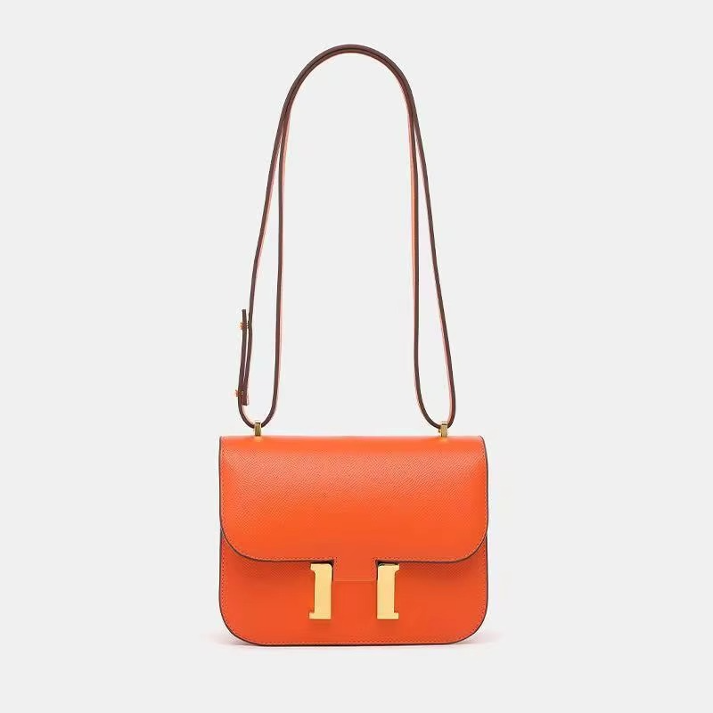 Classic Leather Crossbody Bag | Gold Hardware Square Design