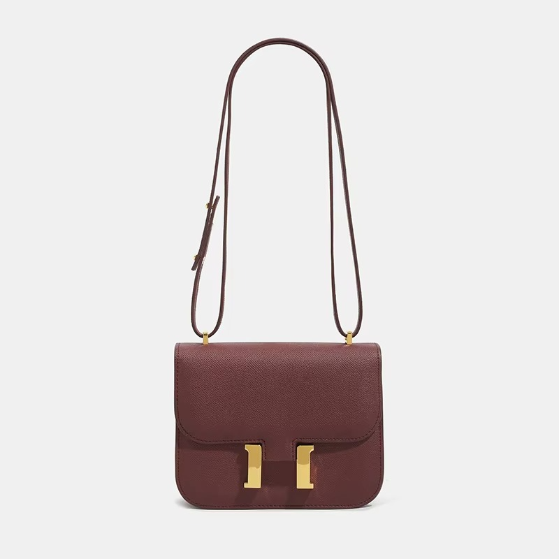 Classic Leather Crossbody Bag | Gold Hardware Square Design
