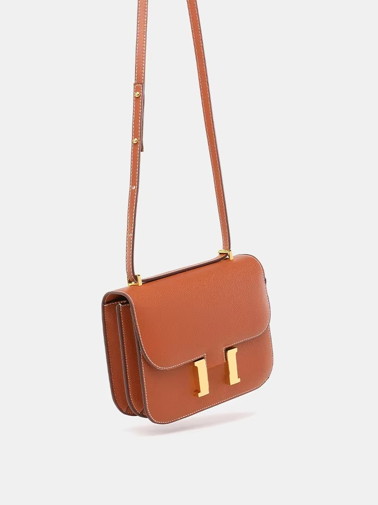 Classic Leather Crossbody Bag | Gold Hardware Square Design