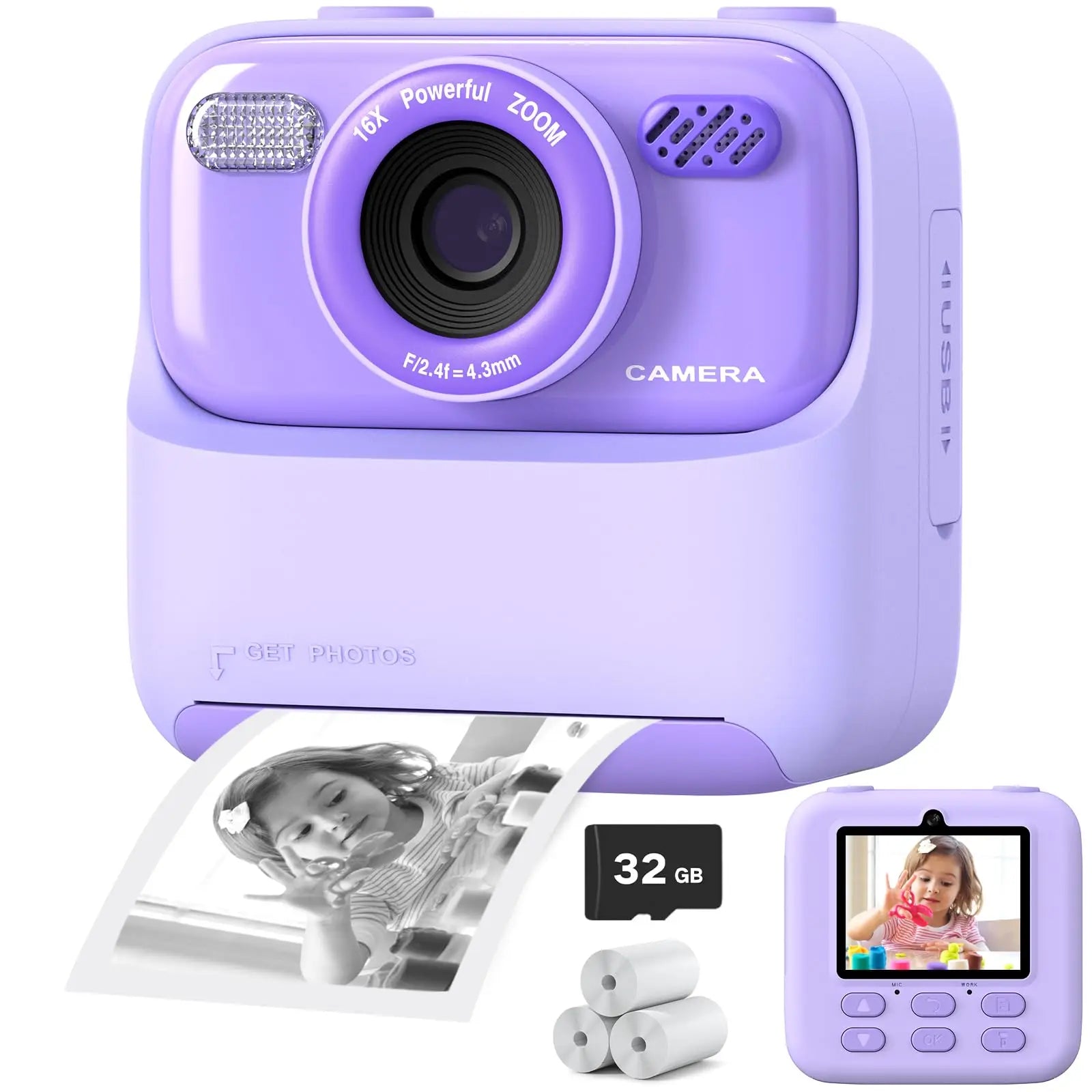 Kids Instant Camera | HD Selfie Digital Camera With Print Function