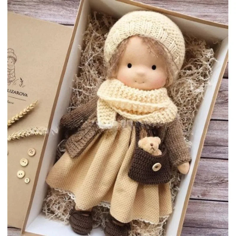 Waldorf Cotton Plush Doll | Handmade Knit Outfit with Gift Box