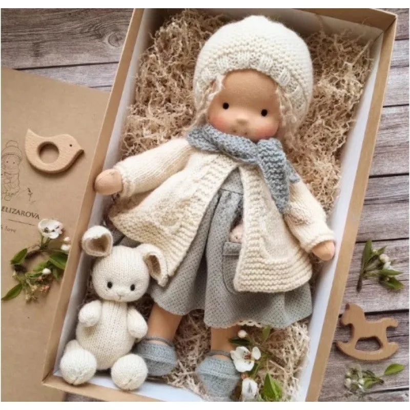 Waldorf Cotton Plush Doll | Handmade Knit Outfit with Gift Box