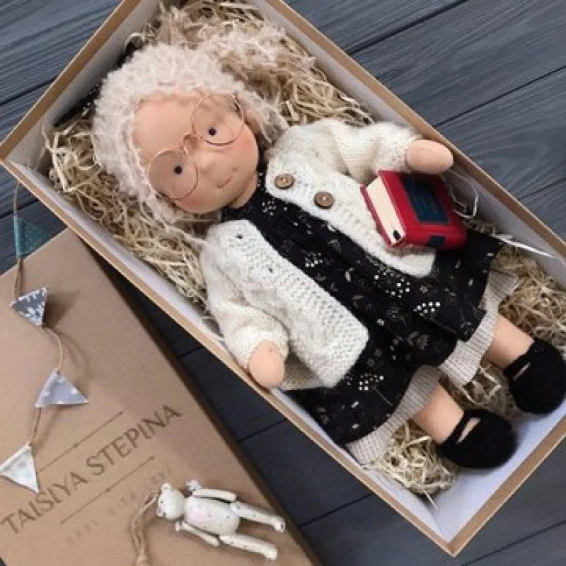 Waldorf Cotton Plush Doll | Handmade Knit Outfit with Gift Box