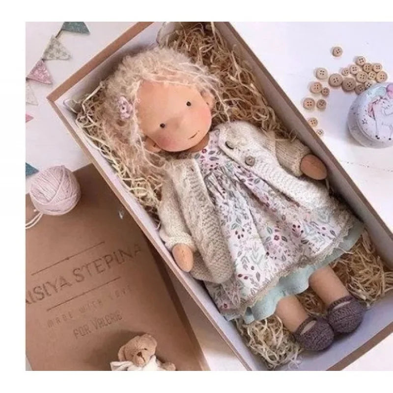 Waldorf Cotton Plush Doll | Handmade Knit Outfit with Gift Box