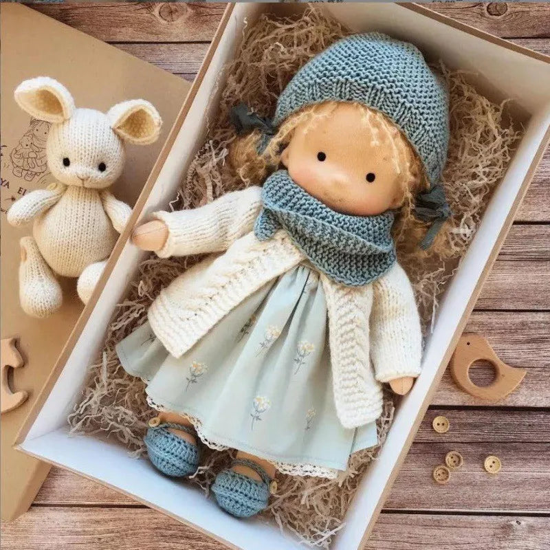 Waldorf Cotton Plush Doll | Handmade Knit Outfit with Gift Box