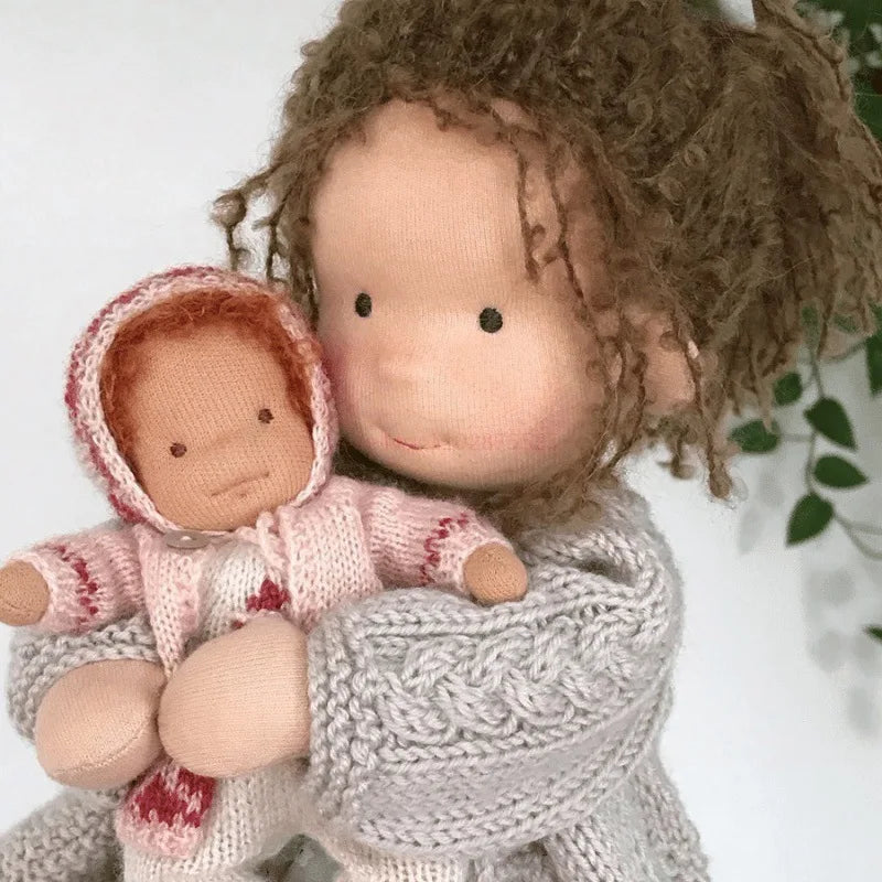 Waldorf Cotton Plush Doll | Handmade Knit Outfit with Gift Box