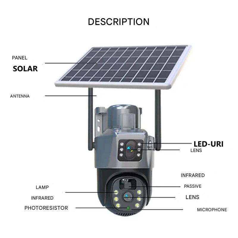 Solar Security Camera | 4K Wireless Surveillance with 360° Rotation