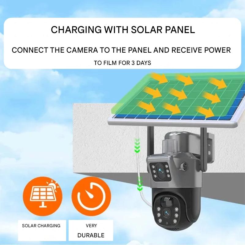 Solar Security Camera | 4K Wireless Surveillance with 360° Rotation