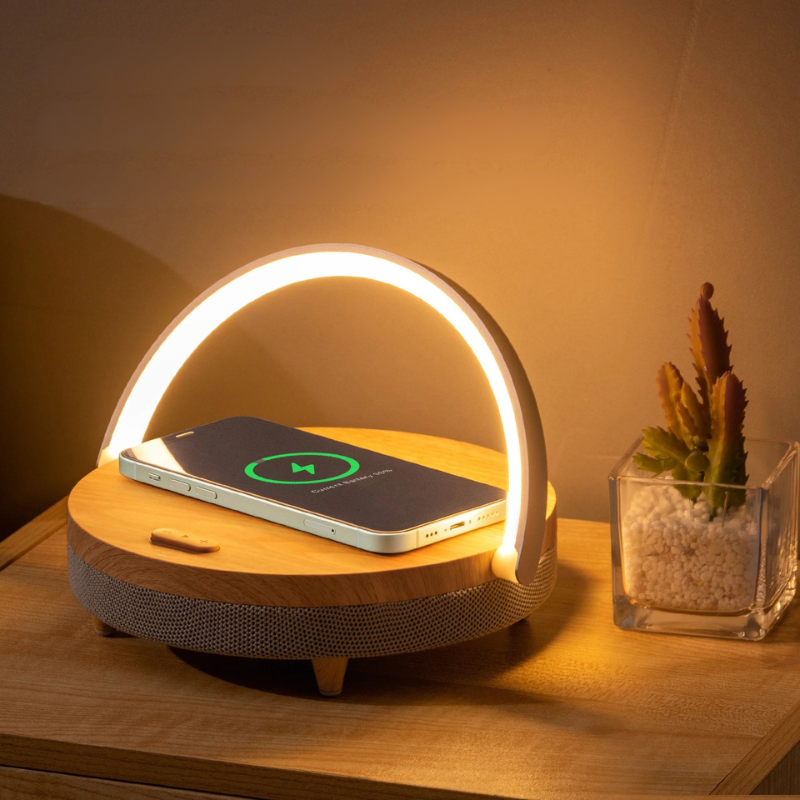 Modern Table Lamp | Wireless Charger and Bluetooth Speaker