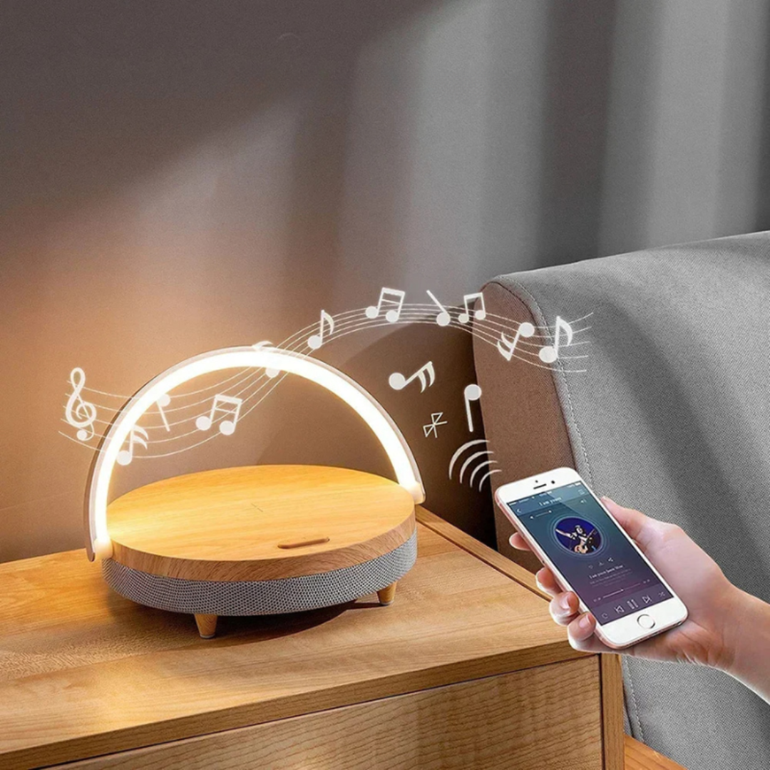 Modern Table Lamp | Wireless Charger and Bluetooth Speaker