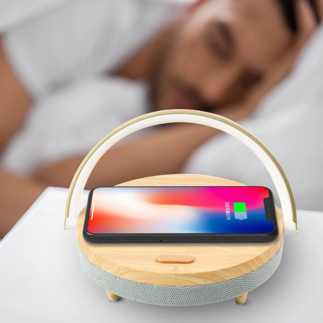 Wireless Charging Table Lamp | LED Light with Bluetooth Speaker