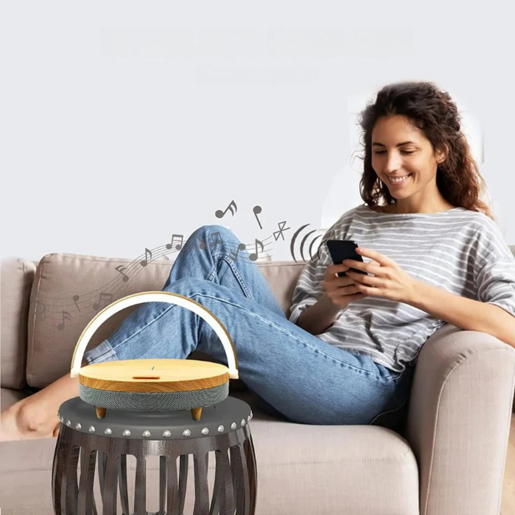 Modern Table Lamp | Wireless Charger and Bluetooth Speaker