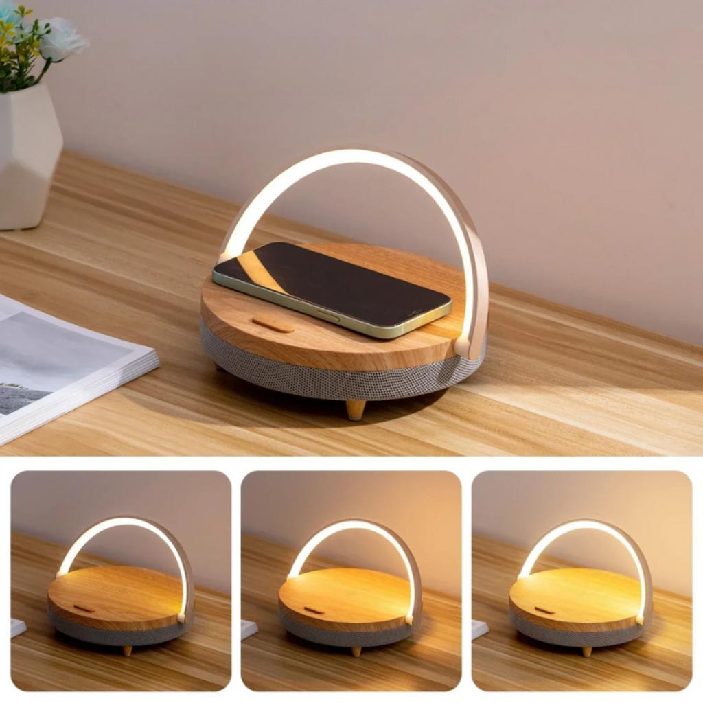 Modern Table Lamp | Wireless Charger and Bluetooth Speaker