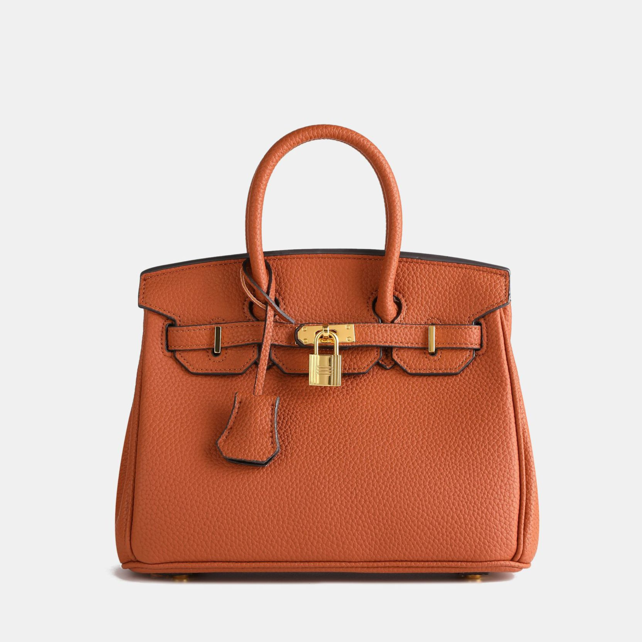 Classic Structured Handbag | Black Leather With Gold Hardware