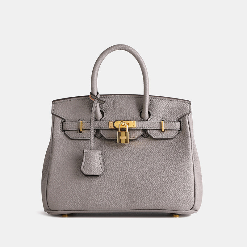 Classic Structured Handbag | Black Leather With Gold Hardware