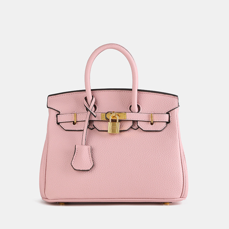 Classic Structured Handbag | Black Leather With Gold Hardware