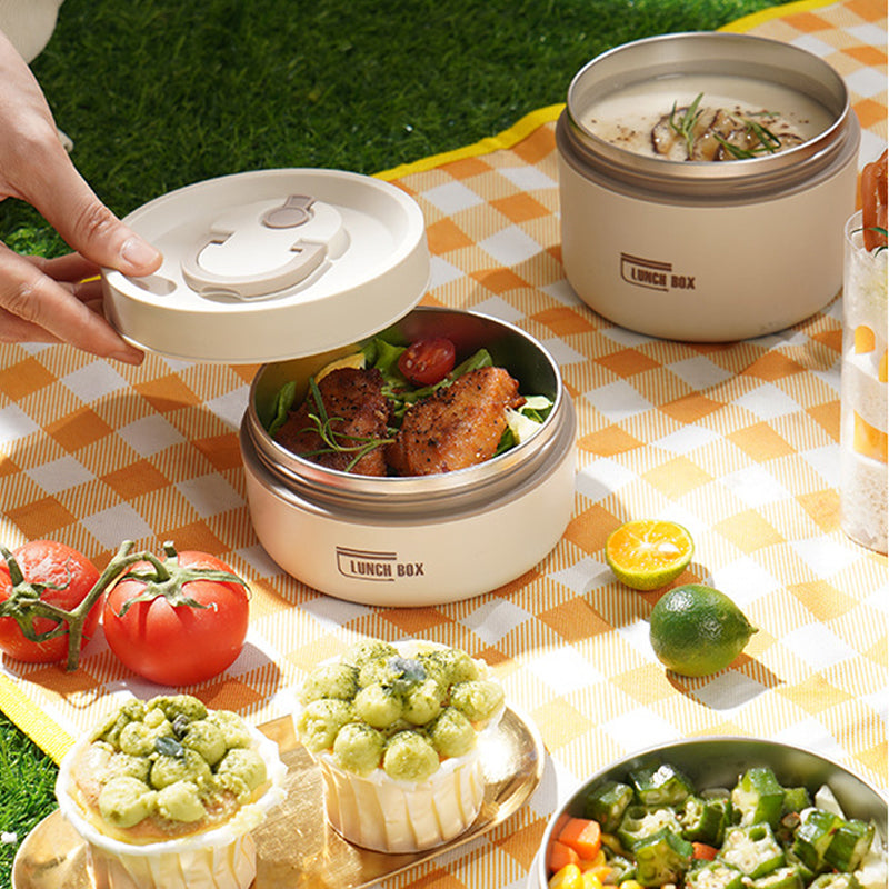 Insulated Stainless Steel Lunch Box | Double Container Set with Thermal Bag