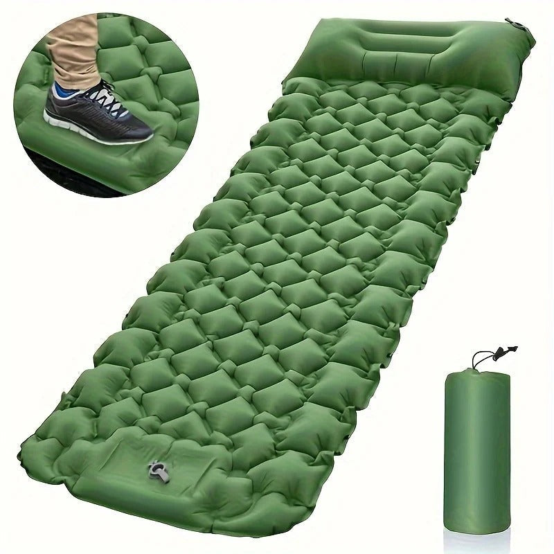 Camping Sleeping Pad | Inflatable Air Mattress with Built-in Pump