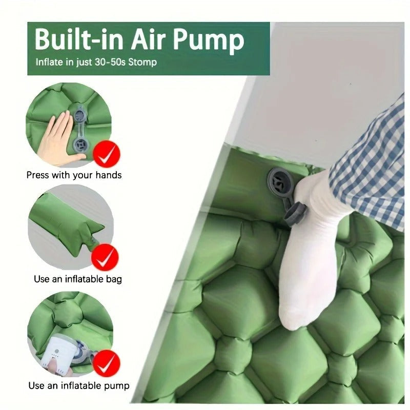 Camping Sleeping Pad | Inflatable Air Mattress with Built-in Pump