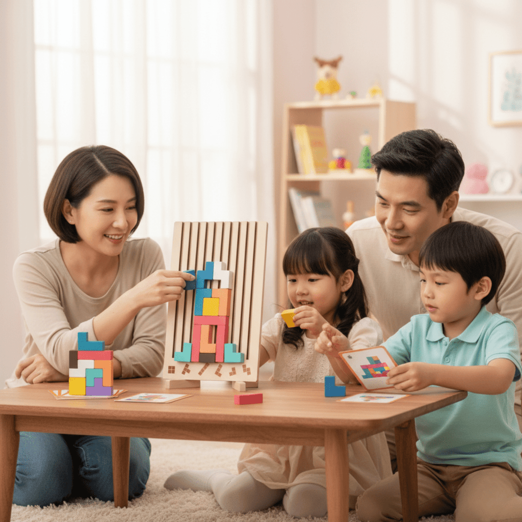 Wooden Tetris Stacking Game | Colorful Montessori Educational Toy