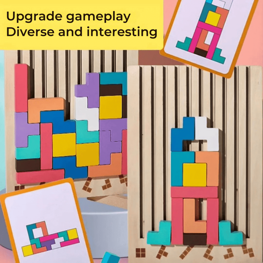 Wooden Tetris Stacking Game | Colorful Montessori Educational Toy