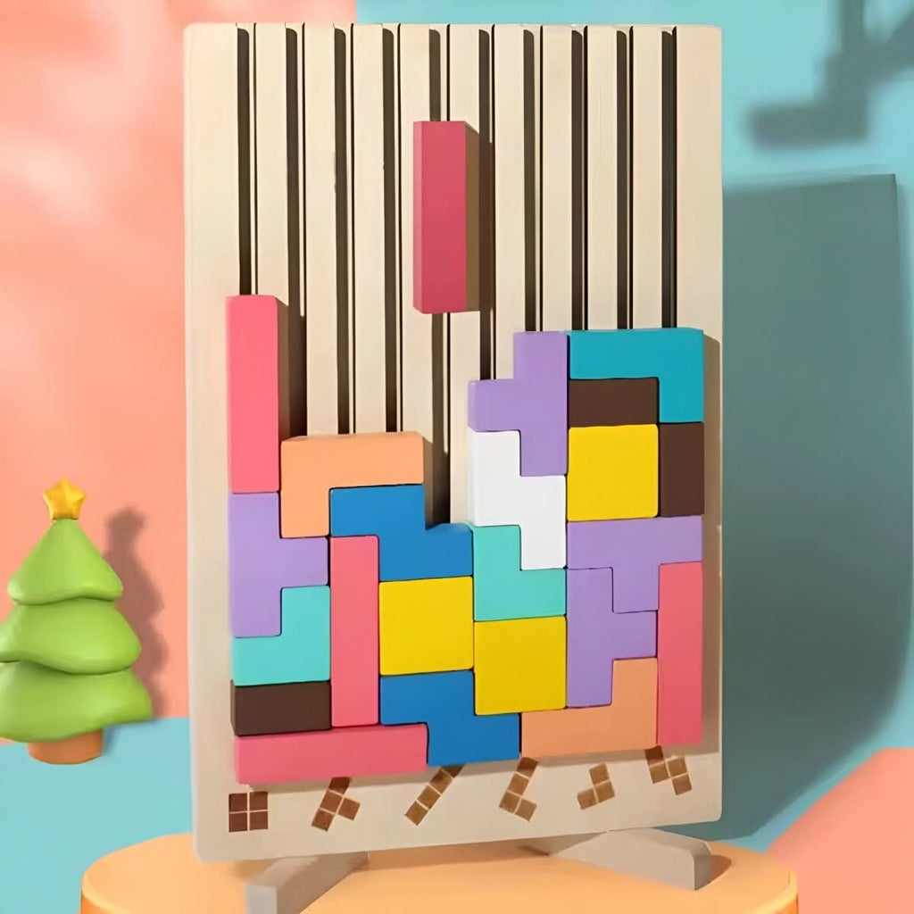 Wooden Tetris Stacking Game | Colorful Montessori Educational Toy