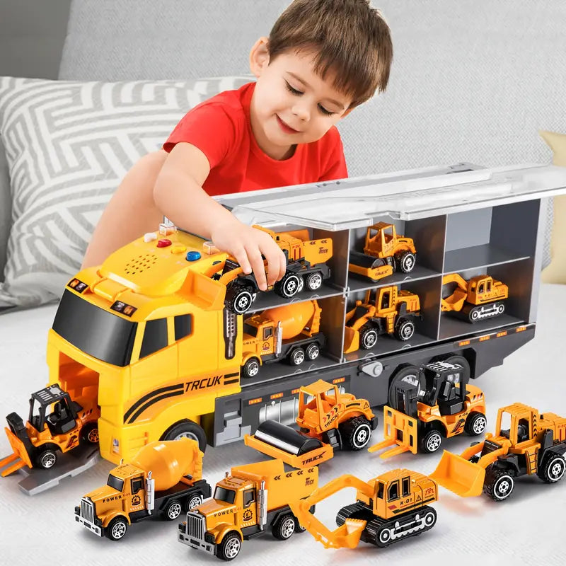 Construction Vehicle Toy Set | Interactive Play Mat And Storage Case