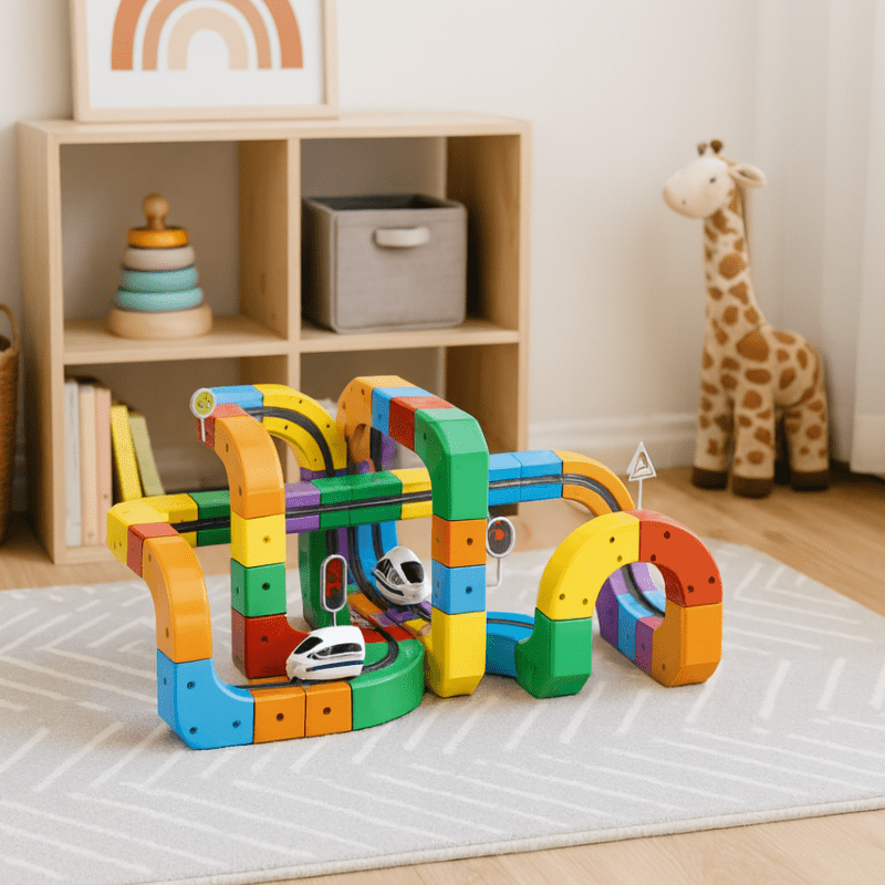 3D Railway Construction Kit | Modular STEM Building Set with Rechargeable Train