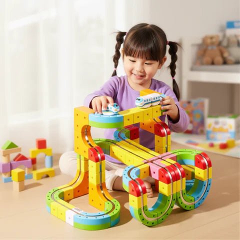 3D Railway Construction Kit | Modular STEM Building Set with Rechargeable Train
