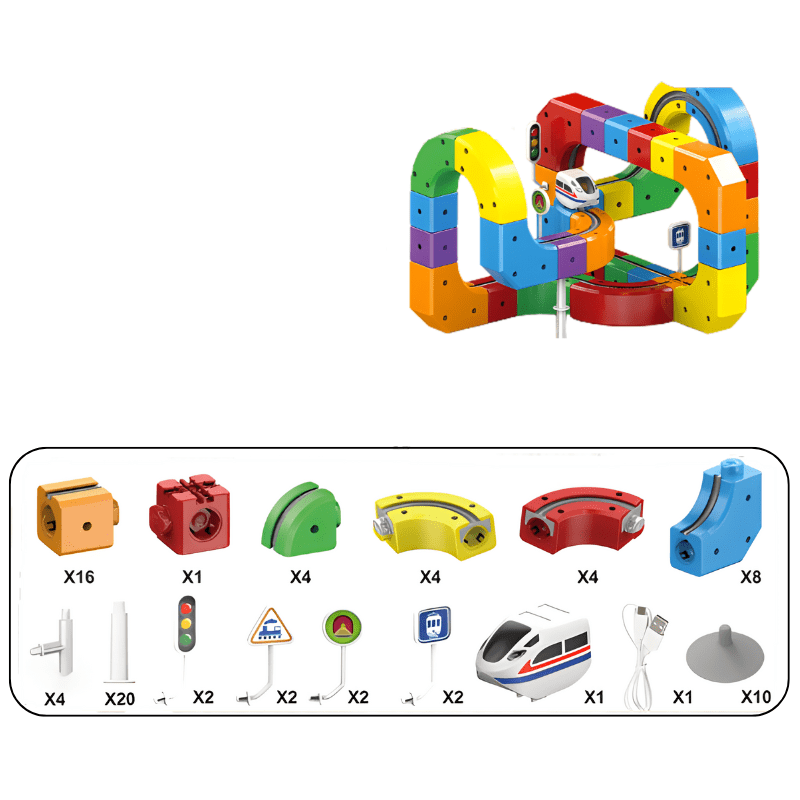 3D Railway Construction Kit | Modular STEM Building Set with Rechargeable Train