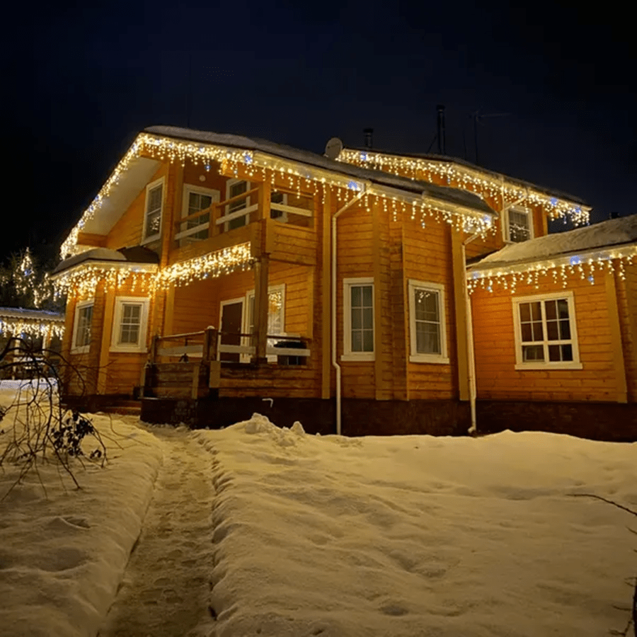 LED Icicle String Lights | Warm White Curtain Lights with Flickering Effect