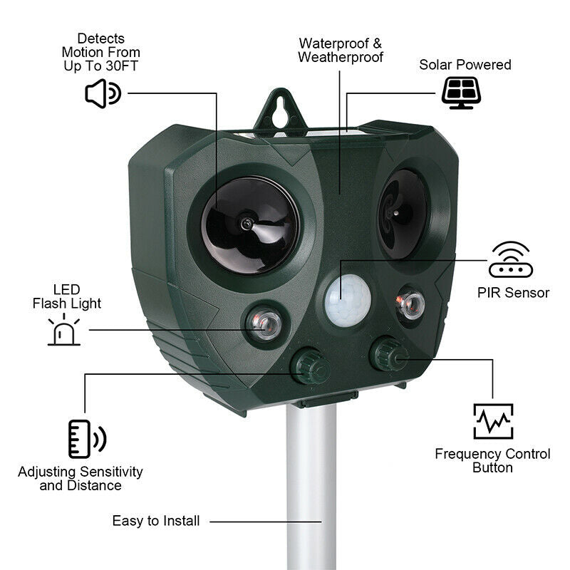 Solar Ultrasonic Bird Repeller | Motion Sensor Garden Protection