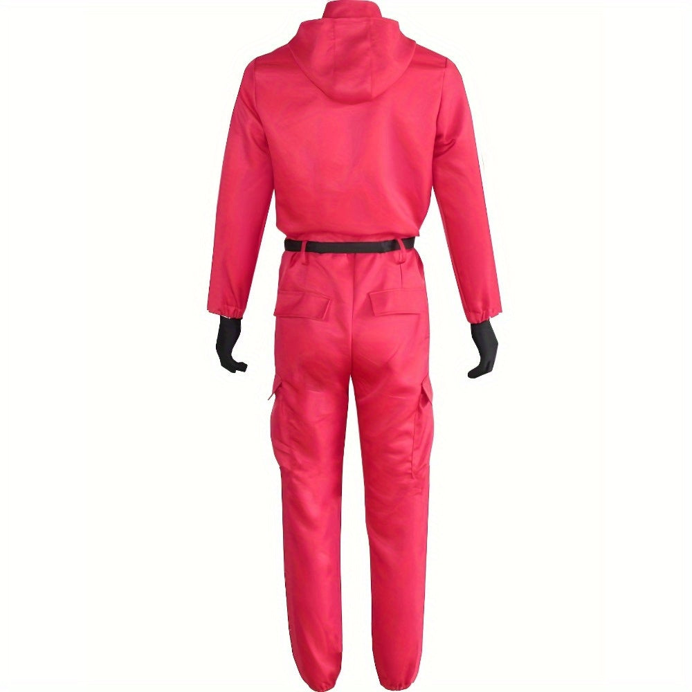 Unisex Halloween Jumpsuit | Hooded Front-Zip Costume with Accessories