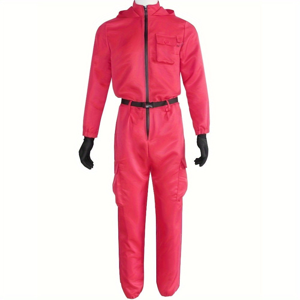Unisex Halloween Jumpsuit | Hooded Front-Zip Costume with Accessories