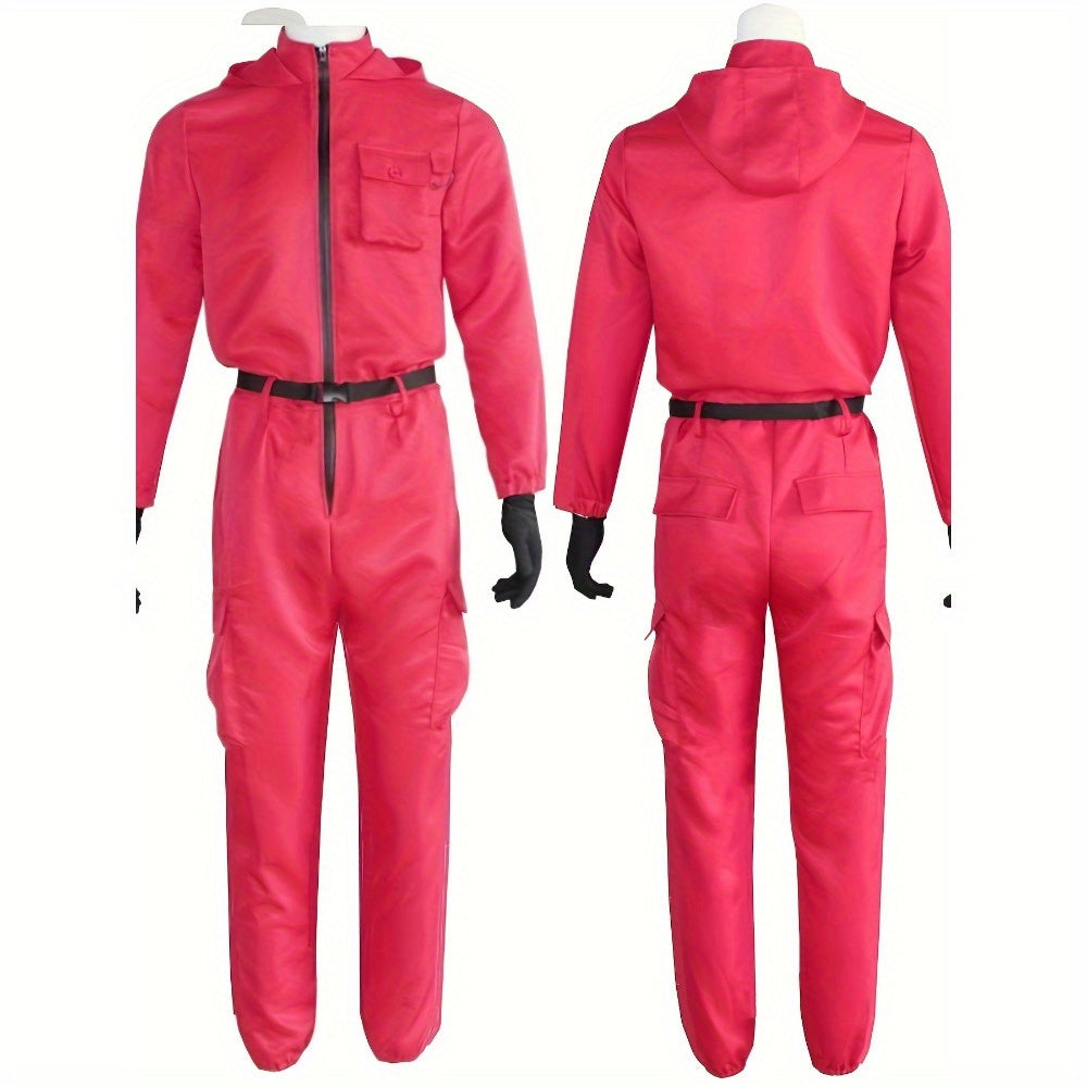 Unisex Halloween Jumpsuit | Hooded Front-Zip Costume with Accessories
