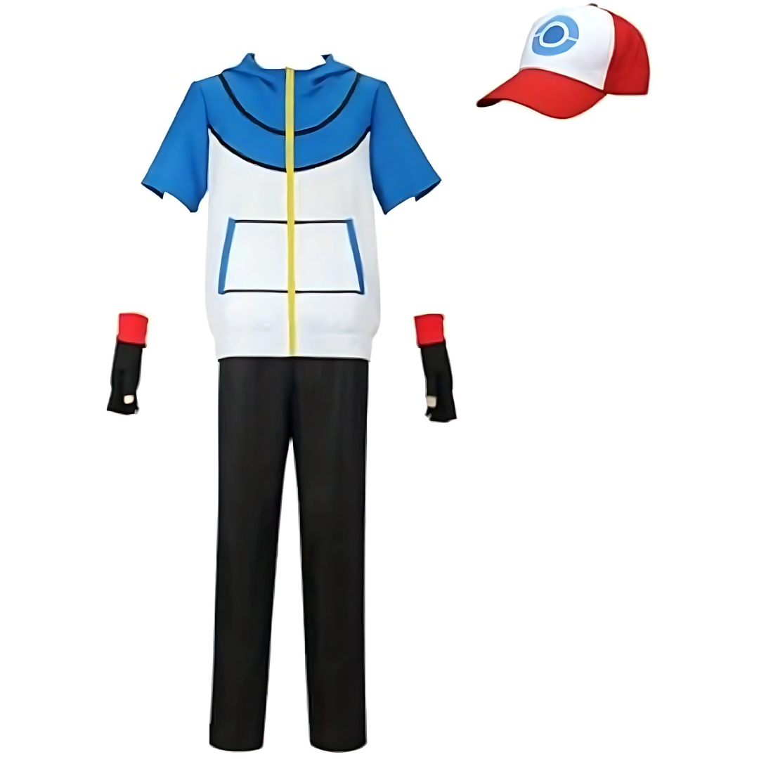 Anime Trainer Costume Set | Blue White Short Sleeve Collection