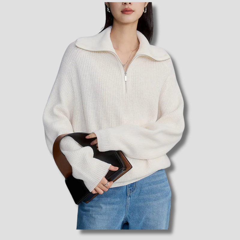 Half Zip Knit Sweater | Ribbed Cashmere Blend Pullover