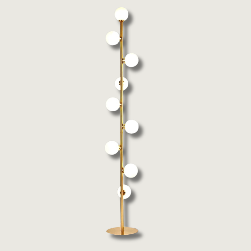 Modern Floor Lamp | Vertical Gold Spheres Design
